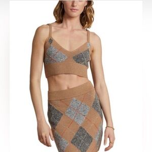 Polo Ralph Lauren Camel Argyle Wool & Cashmere Blend Sweater Bralette size Small